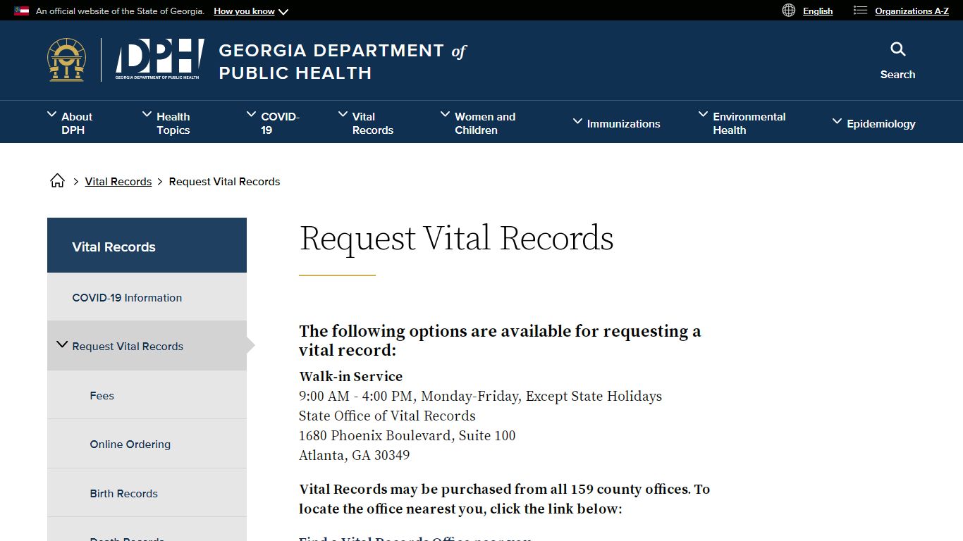 Request Vital Records | Georgia Department of Public Health